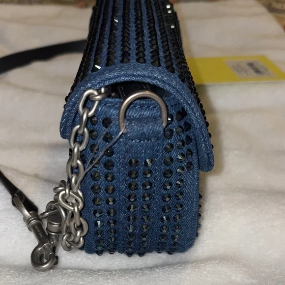 Marc Jacobs The Clover Crystal Embellished Denim Shoulder Bag NWT - Picture 4 of 9